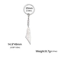 EUEAVAN Israel Palestine Map Pendant Keychain Stainless Steel City Name Map Car Key Ring Jewelry Birthday Gift for Women Men white