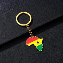 Premium Stainless Steel Keychain With Africa Ghana Nigeria Cape Verde Congo Uganda Map Flag Pendant Gift For Travel Enthusiasts black