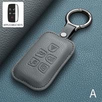 Genuine Leather Auto Smart Key Fob Cover Housing Fit For Land Rover Range Rover Sport Evoque Velar Freelander 2 Auto Key Fob Remote Housing Mount gray