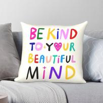 Be Kind To Your Beautiful Mind Pillowcase Polyester Linen Velvet Printed Zip Decor Pillow Case Home Cushion Cover 30X30CM white