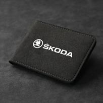 PU Odos Automobilio Vairuotojo Pažymėjimo Piniginė Kortelių Laikiklis Skoda VRS Octavia Kamiq Kodiaq Karoq RS Superb Fabia Rapid Favorit bzsd98 juoda
