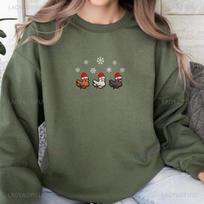 Stardew Valley Chicken Christmas Sweatshirt Festive Gamer Crew Neck Long Sleeve Autumn and Winter Thermal Matching Hoodies Tops 3XL gray