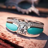 Metal oil double-layer design ring female, smart four-claw inlaid zircon jewelry, niche light luxury single ring No. 10 gray