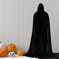 ed Cloak Full Length Fancy Dress Cape for Grim Reaper Party Cos Costumes Adults 150cm juoda