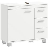 Spintelė po kriaukle, 2 lentynos, 3 stalčiai, MDF konstrukcija, balta 70 x 30 x 64 cm balta