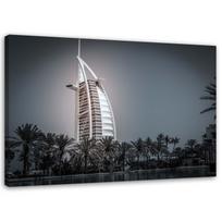 Canvas print, Burj al-Arab hotel in Dubai 90x60 juoda/balta