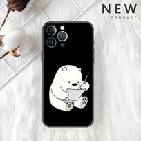 Funda Case For Apple iPhone 14 11 13 7 12 Pro 7 XR XS Max 8 Plus 6 14Pro 13Mini Black Soft Phone Coque We Bare Bears Cartoon iPhone 6 6S black