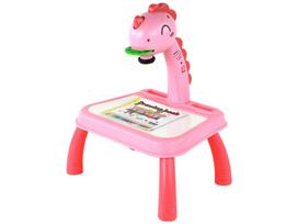 Piešimo projektorius/kūrybinis stalas vaikams Lean Toys Dinozauras, rožinis