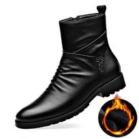 Chelsea Boots Odiniai Žieminiai Vyriški Batai Anglija Užtrauktukas Mados Sneaker Neslystantis Sušildyti Martin Calfskin Batai 39