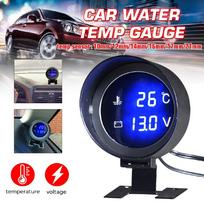 Apvalus LCD Skaitmeninis Automobilio Sunkvežimio Vandens Temperatūros Matuoklis Temperatūros Jutiklis Temperatūra + Voltmetras Voltų Įtampos Matuoklis 12mm
