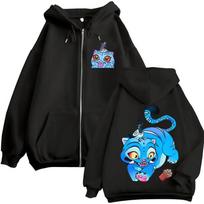 Derpy Tiger KPop Demonų Medžiotojai Užtraukiama Hoody Vyrams Moterims Juokingas Mielas Stilius Striukė Palaidinė Y2K Mada Harajuku Užtraukiama Hoody L juoda