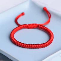 Benmingnian Handmade King Kong Knot Bracelet with Gold Beads - Red Rope for Couples gray