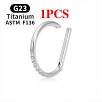 1/10 vnt. F136 G23 titano auskaras į nosį, D formos, su vyriuku, segmentinis, su CZ, 16G, Clicker, auskarai į kremzlę, tragą, helix, kūno papuošalai 16G 1.2x12mm