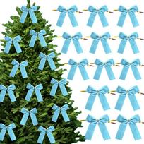12Pcs Christmas Bow Red Gold Mini Xmas Tree Velvet Bowknot For Home Decoration Wedding Decor Navidad New Year Party DIY mėlyna