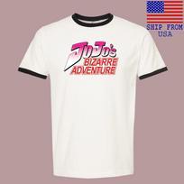 Jojo#039;s Bizarre Adventure Cartoon Men#039;s Ringer Black Size S3XL Unisex T-Shirt M white
