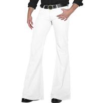 Vyriškos Retro 70-ųjų Stiliaus Raudonos Plačios Klampės Kelnės Aukštu Liemeniu Vintažinės Disco Kelnės Šventėms XL white
