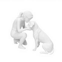 3D Printed Women Dog Figurine, Girls Pet Friendship Decorative Statue Sculpture for Living Room Home Office Shelf, Gift for Dog Lovers balta