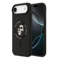 Karl Lagerfeld Apple iPhone Air skysto silikono Karl and Choupette MagSafe dėklas, juodas