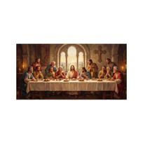 Paskutinė vakarienė Drobės Sienos Dailė Jėzus Apaštalai Krikščioniškas Tapyba Religinis Drobės Tapyba Svetainės Valgomojo Dekoras Cuadros 60X120CM No Framed