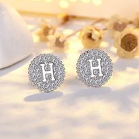 New 925 Silver Needle Micro-inlaid Zircon Round Stud Earrings Women's Fashion Versatile Design Earrings Earrings 2026 gray