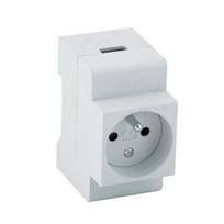 Elektros lizdas DIN bėgeliui, 16 A, 250 V, baltas, 2 modulių, IP20