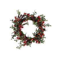 Dekoracija kalėdinis vainikėlis su raudonom uogytėm D30 cm Winteria 606585 KLD