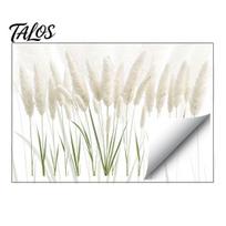 Simple Pattern Window Film Natural Pampas Grass Static Cling, White Reed Glass Decal for Removable Decoration Living Room Balcony, PVC Decorative 1pc white