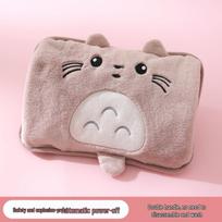 Rechargeable Explosion-Proof Hand Warmer, Plush Bear Totoro Design with Automatic Power-Off Without Water [Includes Filling Device] gray