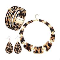 3 Pieces Bohemia Leopard Jewelry Set Costume Accessories Sturdy Party Supply black