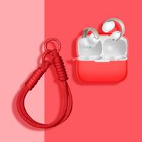 Soft Silicone Earphone Case For Anker Soundcore Aero Clip Cover Shockproof Headphone Shell For Soundcore AeroClip With Lanyard raudona