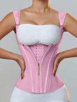 Cross-Back Neoprene Waist Trainer with Zipper & Hooks for Slimming XS white
