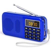Radijas FM Nešiojami radijo imtuvai Skaitmeninis radijas Įkraunamas radijas USB/SD/TF/AUX grotuvas Žibintuvėlis Žadintuvo LED ekranas mėlyna