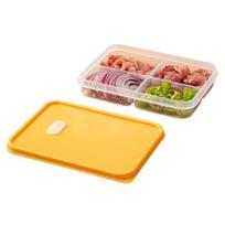 Šaldytuvo maisto konservavimo dėžutė, skaidri 4/6 skyriai Geras sandarumas, nepralaidus, padalintas daržovių padėklas su dangčiu, daugkartinio naudojimo maisto laikymo indas S geltona