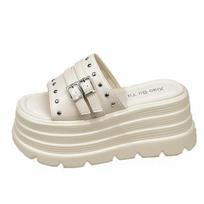 Fashion 8cm Fashion High Modem Slippers New Summer High Quality Women Gladiator Sandals Platform Casual Slippers for Women Women Shoes 35 smėlis