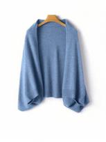 Vilnonis moteriškas megztas šalikas-skara, minkštas, šiltas megztas kardiganas-apsiaustas, apgaubiantis pečius ir kaklą, pashmina šalikai, dvigubo naudojimo 100cm＜length≤135cm mėlyna