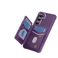 For Samsung Galaxy A17 A36 A26 A55 A25 5G A15 A05 A34 A73 A53 A12 Case with Card Holder, Heavy Duty Shockproof Flip Wallet Cover For Galaxy A17 violetinė