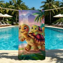 Towel For Cute Turtle Outdoor Camping Beach Towel Super Absorbent Quick-Drying Summer Cartoon Towel STJ40x70CM beige
