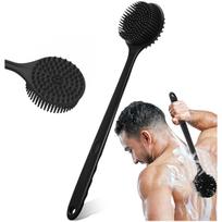ZOSH Silicone Back Scrubber for Bathing (BLACK), Back Cleaning Bath Brush with Long Handle, Soft and Gentle Bristles for Deep Cleansing, Exfoliat black