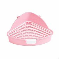 Triangle Corner Litter Tray Easy to Clean Hare Toilet with Grate High Spatter Guard Potty Pink pink