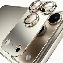 2 rinkiniai Metalinis telefono objektyvo apsauginis grūdintas stiklas, skirtas iPhone 17 16 15 14 Pro Max, Originalios spalvos objektyvo plėvelės dangtelis, Telefono priedai For iPhone 15 Pro auksas
