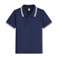 Balti vaikų polo marškinėliai - trumparankoviai, mokyklinio stiliaus, lengvi vasarai ir pavasariui. 125cm black