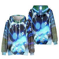 Astro Bot Close-Up Character 3D Printed Hoodie, Blue Light Tech Scene Pullover Hooded Sweatshirt XS blue