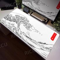 Large White Mouse Pad Japanese Great Wave Pads Keyboard Mat XXL Desk Pc Gamer Company Office Accessories Setup Gaming Decoration 40x90cm