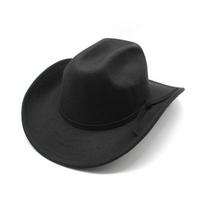 Gus Slope Crown Felt Hat Wide Brim Fedora Hat Elegant Western Cowboy Hat  for Men and Women juoda