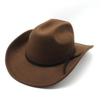 Gus Slope Crown Felt Hat Wide Brim Fedora Hat Elegant Western Cowboy Hat  for Men and Women kava