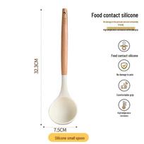 Silicone Soup Ladle - Large, Non-Stick, Food-Grade, Heat-Resistant Spoon for Porridge Model A beige