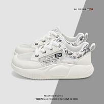 Spring mesh breathable sports shoes soft sole comfortable little white shoes versatile student single shoes thick baseplate shoes 40 white