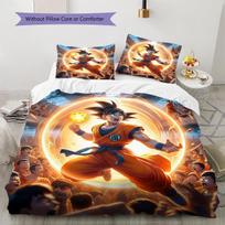 Son Goku Pattern Bedding,Quilt Set Quilt Cover Pillowcase Home Birthday Gift (1 * duvet cover + 2 * pillowcase, without core) 155x200cm