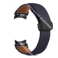Odinė apyrankė be tarpų Samsung Galaxy Watch 7/6/5 40mm 44mm 6 Classic 47mm 43mm Quick Fit dirželiui, balta, su magnetine D-sagtimi For Galaxy 5Pro 45mm black