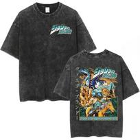 JoJos Bizarre Adventure Diavolo Clothing Men Women Manga Tshirts Vintage Washed T Shirt Casual Cotton Tee Harajuku Male Tshirt M black